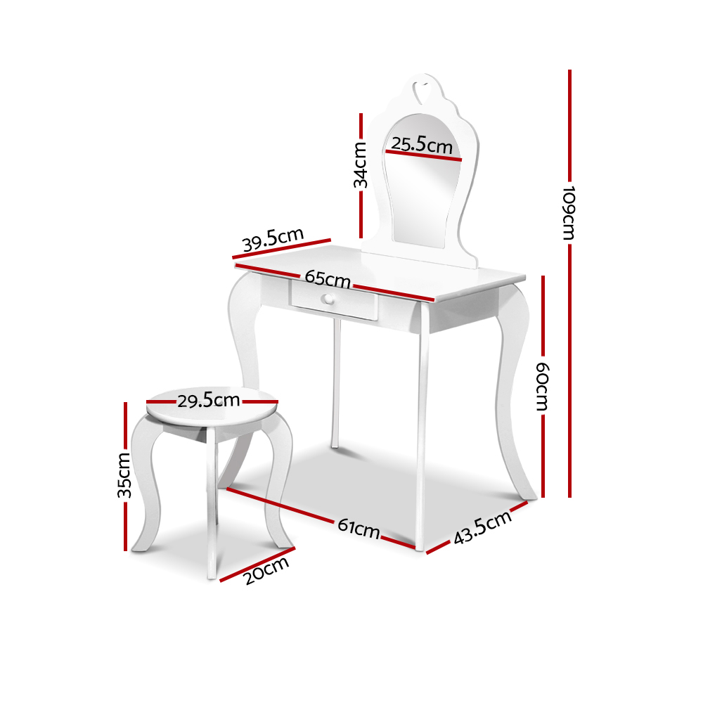 Keezi Kids Dressing Table Stool Set Vanity Mirror Princess Children Makeup White – Nice N Cheap Variety Store Keezi Kids Dressing Table Stool Set Vanity Mirror Princess Children Makeup White - Image 4