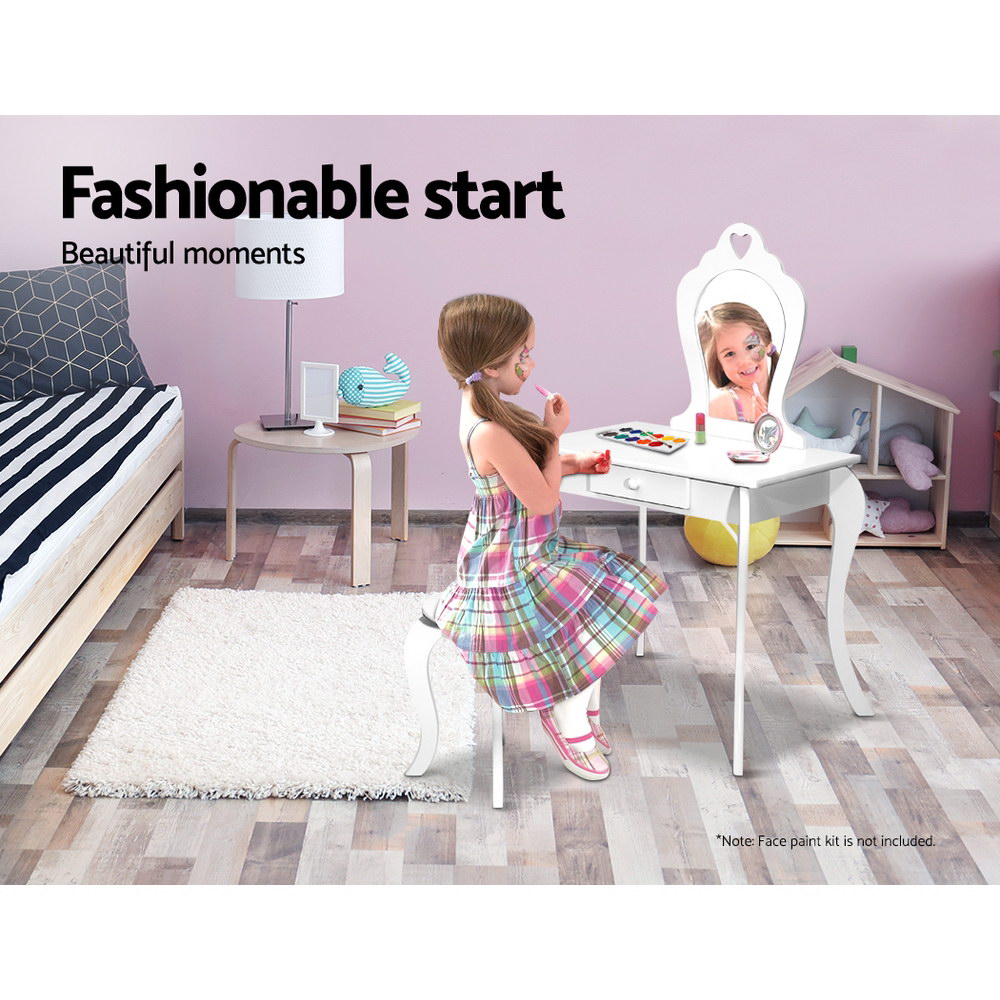 Keezi Kids Dressing Table Stool Set Vanity Mirror Princess Children Makeup White – Nice N Cheap Variety Store Keezi Kids Dressing Table Stool Set Vanity Mirror Princess Children Makeup White - Image 6