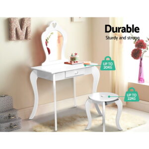 Keezi Kids Dressing Table Stool Set Vanity Mirror Princess Children Makeup White – Nice N Cheap Variety Store Keezi Kids Dressing Table Stool Set Vanity Mirror Princess Children Makeup White - Image 8