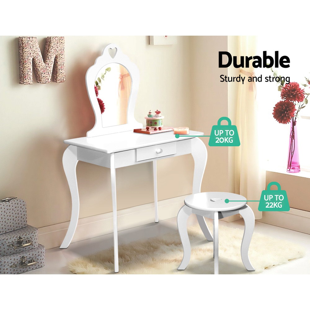 Keezi Kids Dressing Table Stool Set Vanity Mirror Princess Children Makeup White – Nice N Cheap Variety Store Keezi Kids Dressing Table Stool Set Vanity Mirror Princess Children Makeup White - Image 8