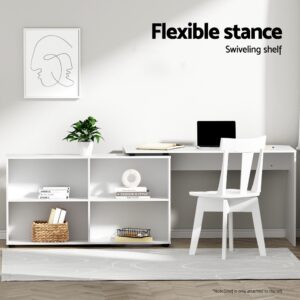 Artiss Computer Desk Bookshelf White 130Cm - Image 4