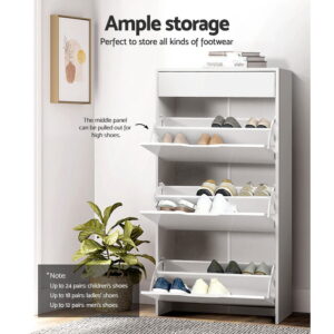 Artiss Shoe Rack Cabinet 24 Pairs White Luna - Image 6