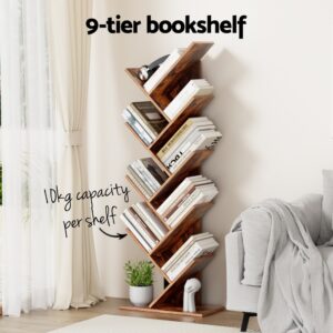 Artiss Tree Bookshelf 9 Tiers | Walnut Finish – Nice N Cheap Variety Store Tree Bookshelf