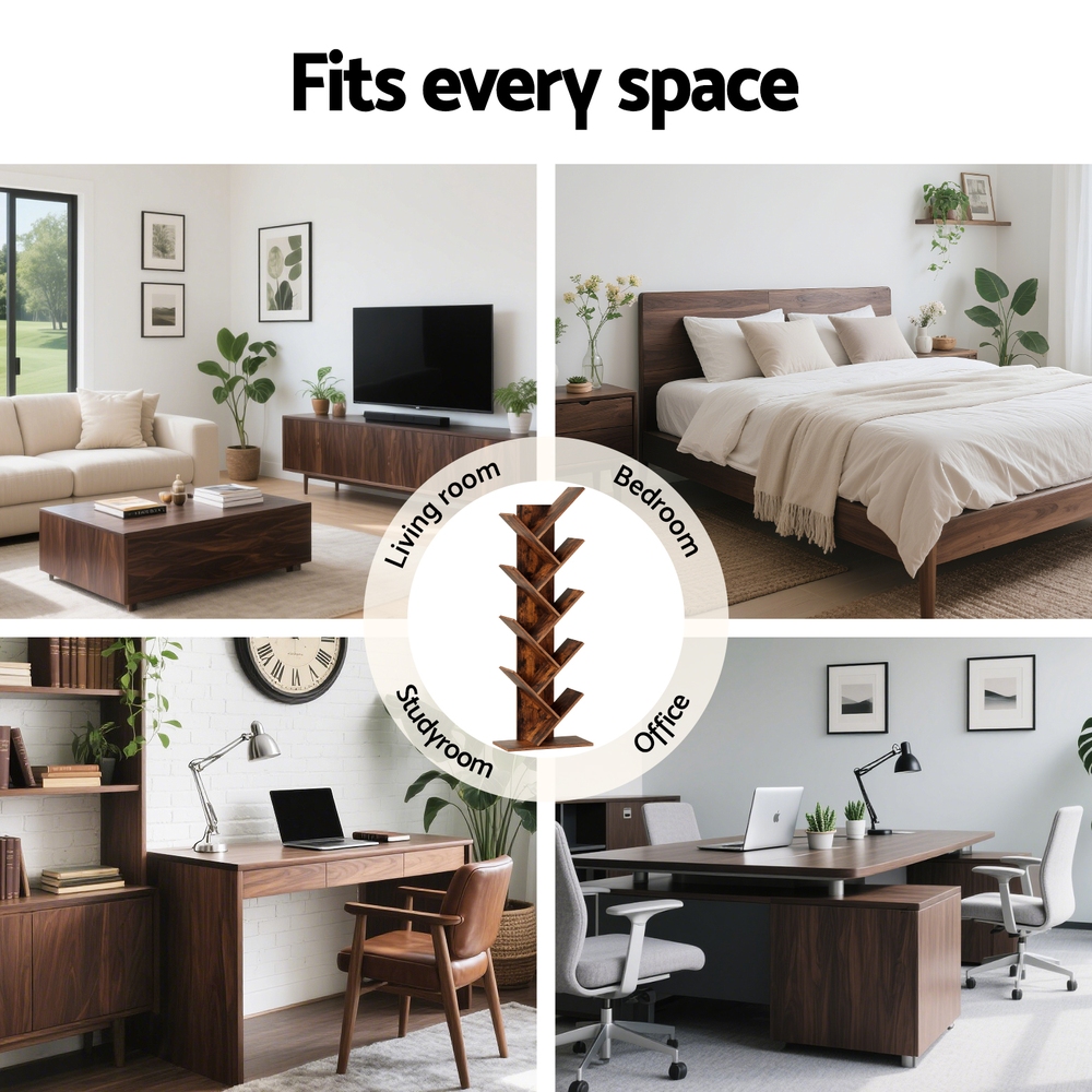 Artiss Tree Bookshelf 9 Tiers | Walnut Finish – Nice N Cheap Variety Store Tree Bookshelf