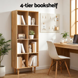 Artiss 4-Tier Pine Bookshelf | Leor Bookcase – Nice N Cheap Variety Store Pine Bookshelf
