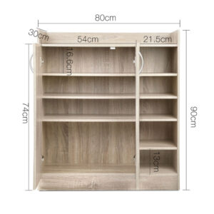 Artiss Shoe Rack Cabinet 21 Pairs Adjustable Shelves Pine Clair - Image 4