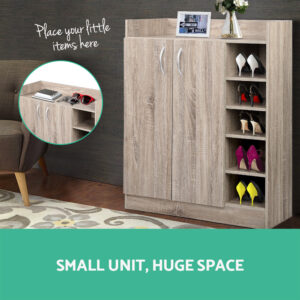 Artiss Shoe Rack Cabinet 21 Pairs Adjustable Shelves Pine Clair - Image 7