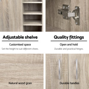 Artiss Shoe Rack Cabinet 21 Pairs Adjustable Shelves Pine Clair - Image 8