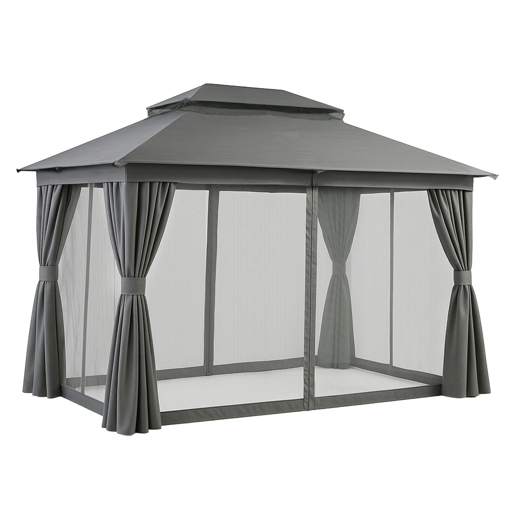 Instahut Gazebo 3X4M Canopy Outdoor Steel Frame Patio Tent Curtains Marquee Grey – Nice N Cheap Variety Store Instahut Gazebo 3X4M Canopy Outdoor Steel Frame Patio Tent Curtains Marquee Grey