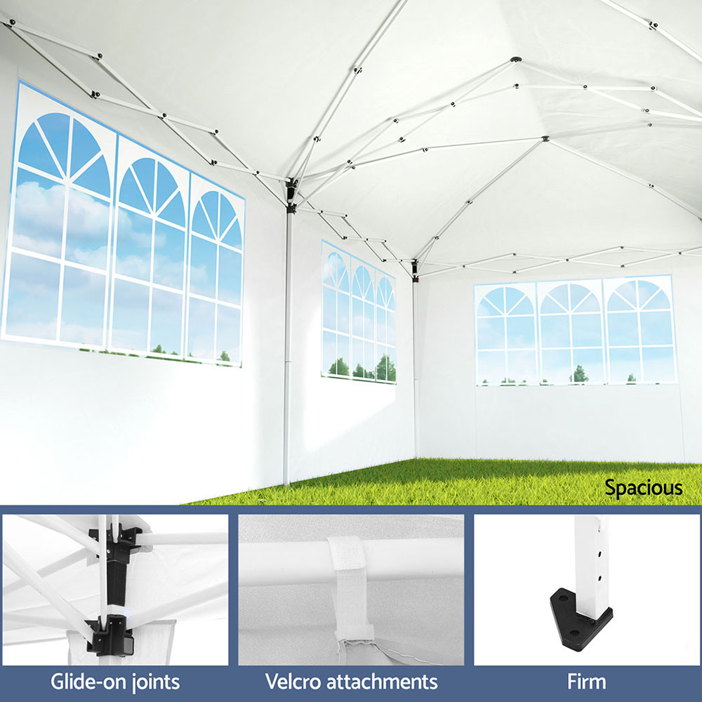 Instahut Gazebo Pop Up Marquee 3X6M Wedding Party Outdoor Camping Tent Canopy Side Wall White – Nice N Cheap Variety Store Instahut Gazebo Pop Up Marquee 3X6M Wedding Party Outdoor Camping Tent Canopy Side Wall White - Image 6