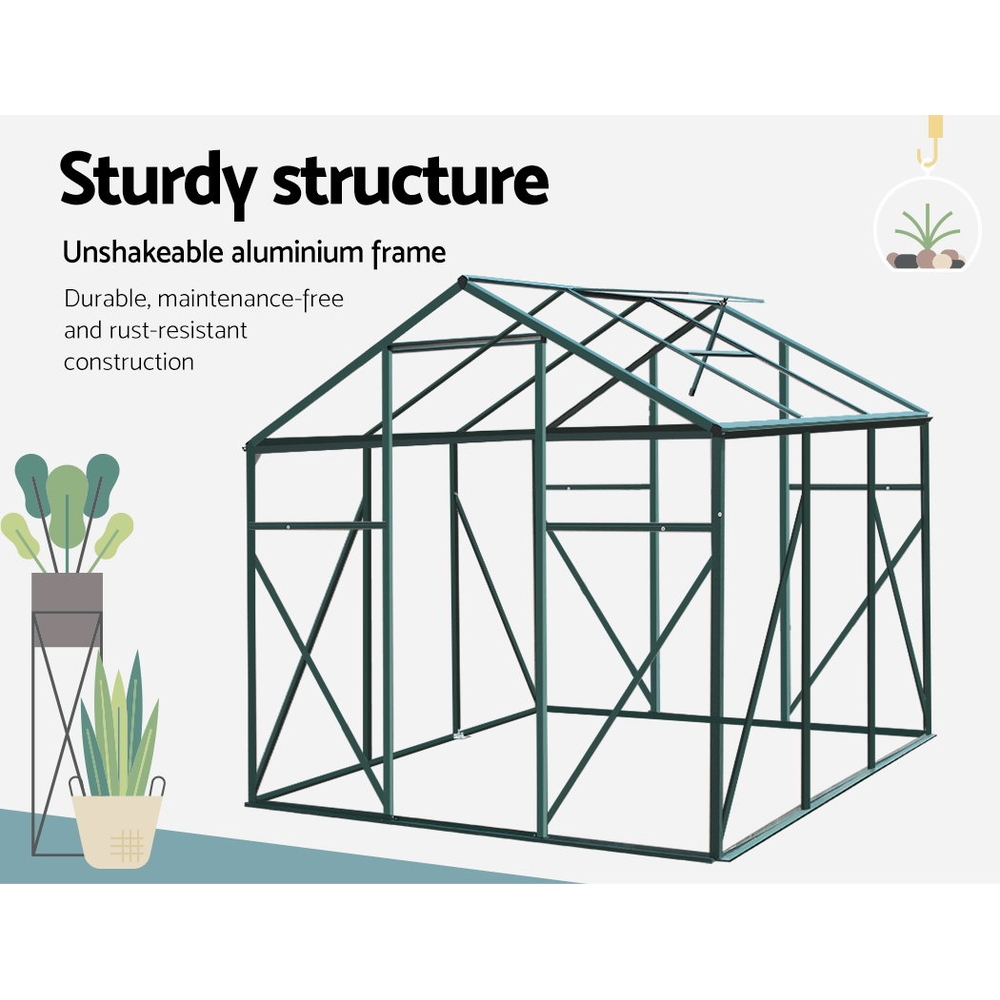 Green Fingers Greenhouse 1.9X1.9X1.83M Aluminium Polycarbonate Green House Garden Shed – Nice N Cheap Variety Store Green Fingers Greenhouse 1.9X1.9X1.83M Aluminium Polycarbonate Green House Garden Shed - Image 7