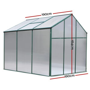 Green Fingers Greenhouse 1.9X1.9X1.83M Aluminium Polycarbonate Green House Garden Shed – Nice N Cheap Variety Store Green Fingers Greenhouse 1.9X1.9X1.83M Aluminium Polycarbonate Green House Garden Shed - Image 2