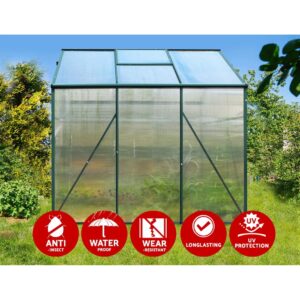 Green Fingers Greenhouse 1.9X1.9X1.83M Aluminium Polycarbonate Green House Garden Shed – Nice N Cheap Variety Store Green Fingers Greenhouse 1.9X1.9X1.83M Aluminium Polycarbonate Green House Garden Shed - Image 4