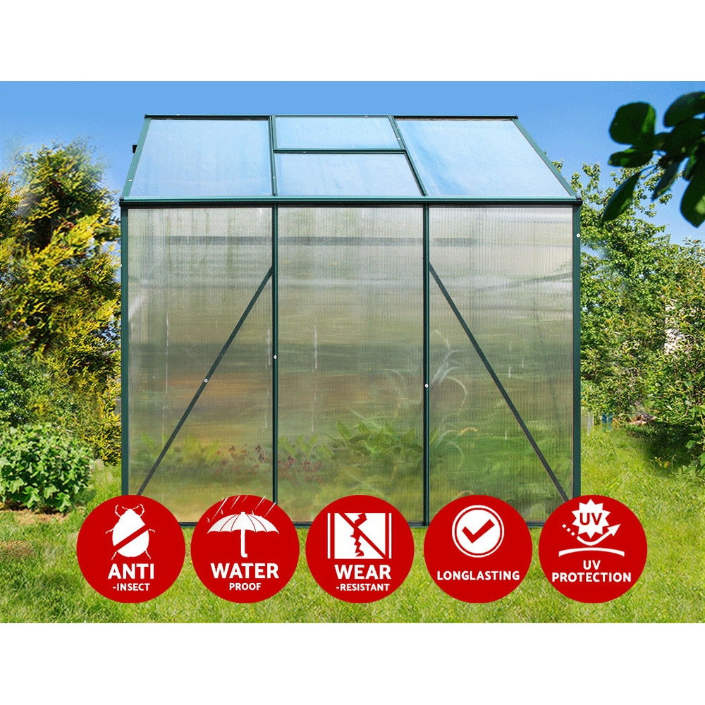 Green Fingers Greenhouse 1.9X1.9X1.83M Aluminium Polycarbonate Green House Garden Shed – Nice N Cheap Variety Store Green Fingers Greenhouse 1.9X1.9X1.83M Aluminium Polycarbonate Green House Garden Shed - Image 4