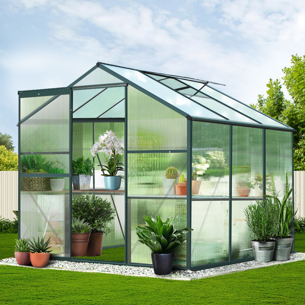 Green Fingers Greenhouse 1.9X1.9X1.83M Aluminium Polycarbonate Green House Garden Shed – Nice N Cheap Variety Store Green Fingers Greenhouse 1.9X1.9X1.83M Aluminium Polycarbonate Green House Garden Shed - Image 8