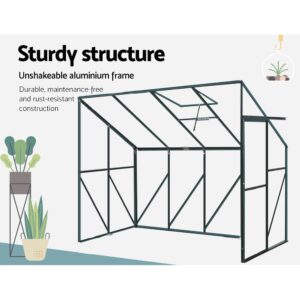Green Fingers Greenhouse 2.52X1.27X2.13M Lean-To Aluminium Polycarbonate Green House Garden Shed – Nice N Cheap Variety Store Green Fingers Greenhouse 2.52X1.27X2.13M Lean-To Aluminium Polycarbonate Green House Garden Shed - Image 7