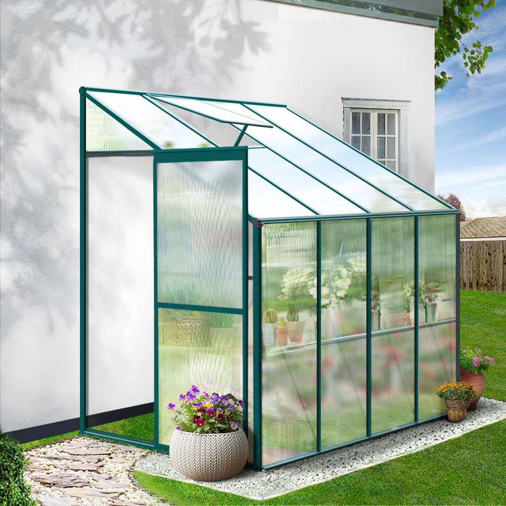 Green Fingers Greenhouse 2.52X1.27X2.13M Lean-To Aluminium Polycarbonate Green House Garden Shed – Nice N Cheap Variety Store Green Fingers Greenhouse 2.52X1.27X2.13M Lean-To Aluminium Polycarbonate Green House Garden Shed - Image 8