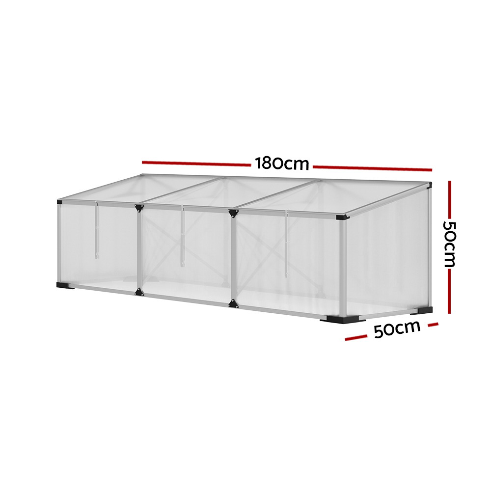 Green Fingers Greenhouse 180X50X50Cm Cold Frame Plant Grow Aluminium Polycarbonate Green House – Nice N Cheap Variety Store Green Fingers Greenhouse 180X50X50Cm Cold Frame Plant Grow Aluminium Polycarbonate Green House - Image 2