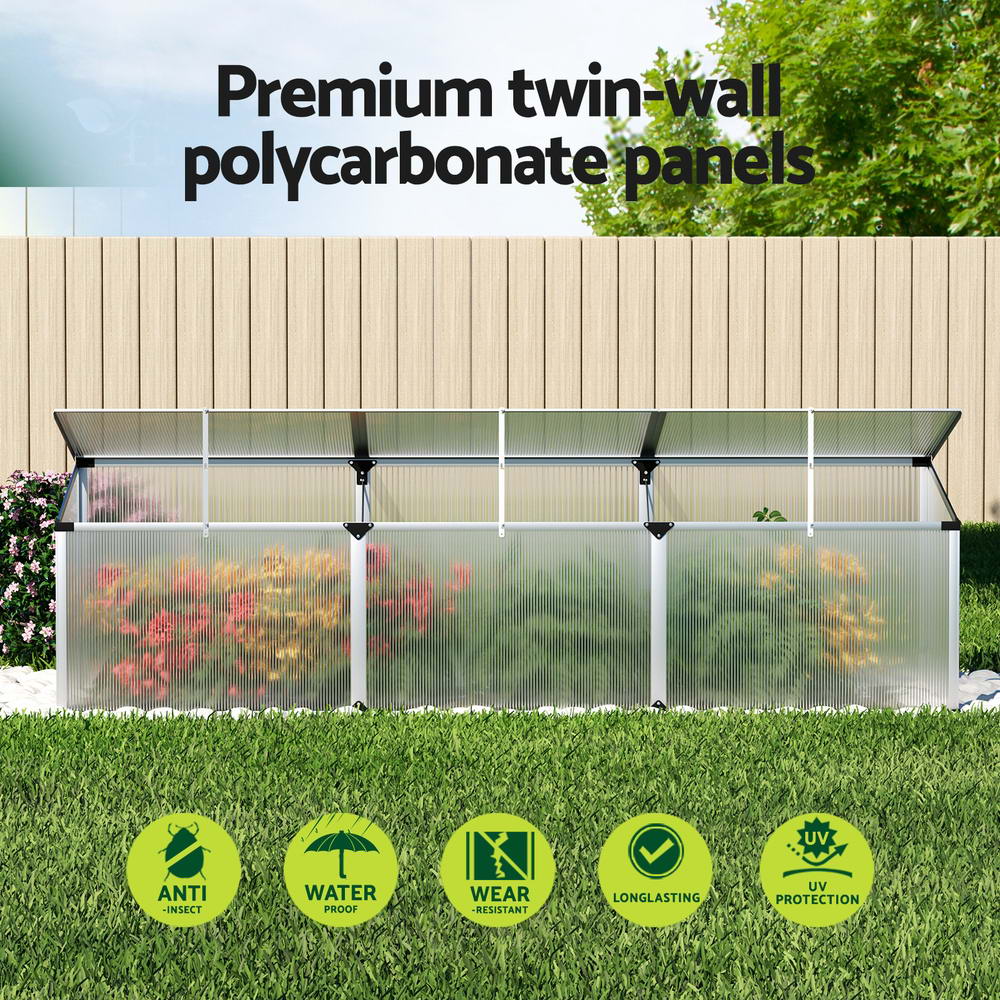 Green Fingers Greenhouse 180X50X50Cm Cold Frame Plant Grow Aluminium Polycarbonate Green House – Nice N Cheap Variety Store Green Fingers Greenhouse 180X50X50Cm Cold Frame Plant Grow Aluminium Polycarbonate Green House - Image 5