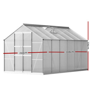 Green Fingers Greenhouse 3X2.5X2.26M Double Doors Aluminium Green House Garden Shed – Nice N Cheap Variety Store Green Fingers Greenhouse 3X2.5X2.26M Double Doors Aluminium Green House Garden Shed - Image 2