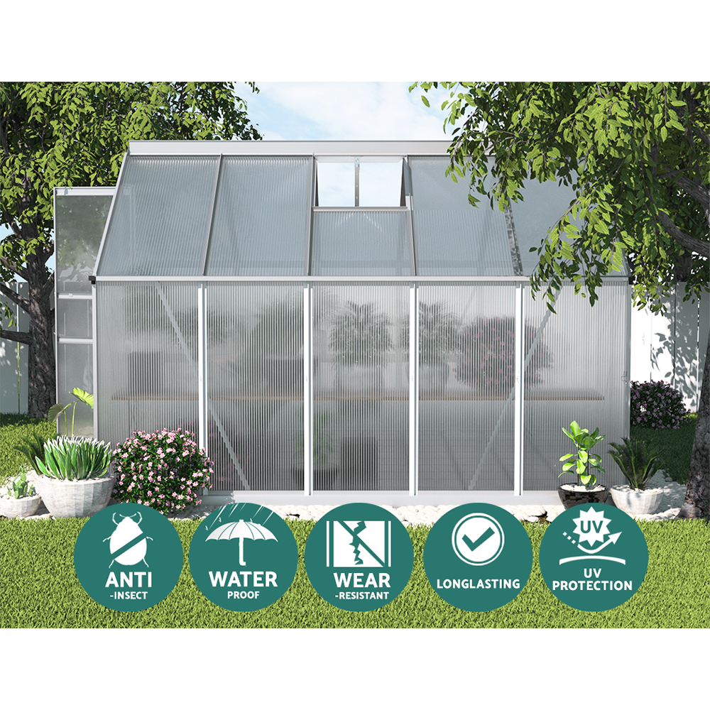 Green Fingers Greenhouse 3X2.5X2.26M Double Doors Aluminium Green House Garden Shed – Nice N Cheap Variety Store Green Fingers Greenhouse 3X2.5X2.26M Double Doors Aluminium Green House Garden Shed - Image 5