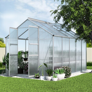 Green Fingers Greenhouse 3X2.5X2.26M Double Doors Aluminium Green House Garden Shed – Nice N Cheap Variety Store Green Fingers Greenhouse 3X2.5X2.26M Double Doors Aluminium Green House Garden Shed - Image 8