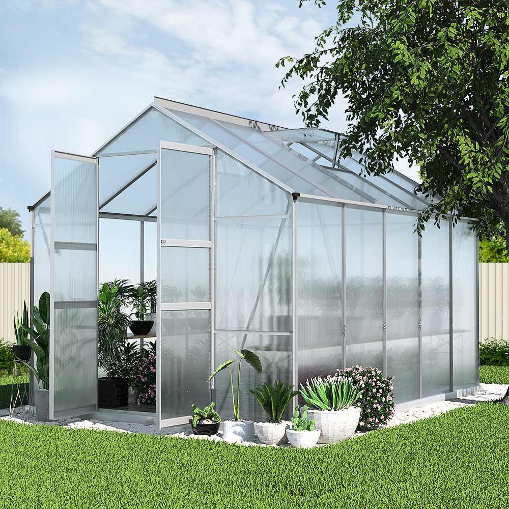 Green Fingers Greenhouse 3X2.5X2.26M Double Doors Aluminium Green House Garden Shed – Nice N Cheap Variety Store Green Fingers Greenhouse 3X2.5X2.26M Double Doors Aluminium Green House Garden Shed - Image 8