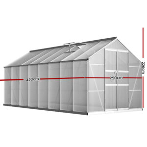 Green Fingers Greenhouse 4.7X2.5X2.26M Double Doors Aluminium Green House Garden Shed - Image 2