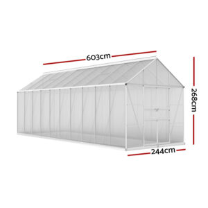 Green Fingers Greenhouse 6.03X2.44X2.68M Double Doors Aluminium Green House Garden Shed - Image 2