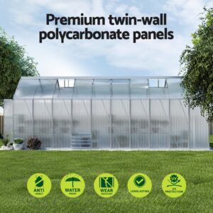 Green Fingers Greenhouse 6.03X2.44X2.68M Double Doors Aluminium Green House Garden Shed - Image 5