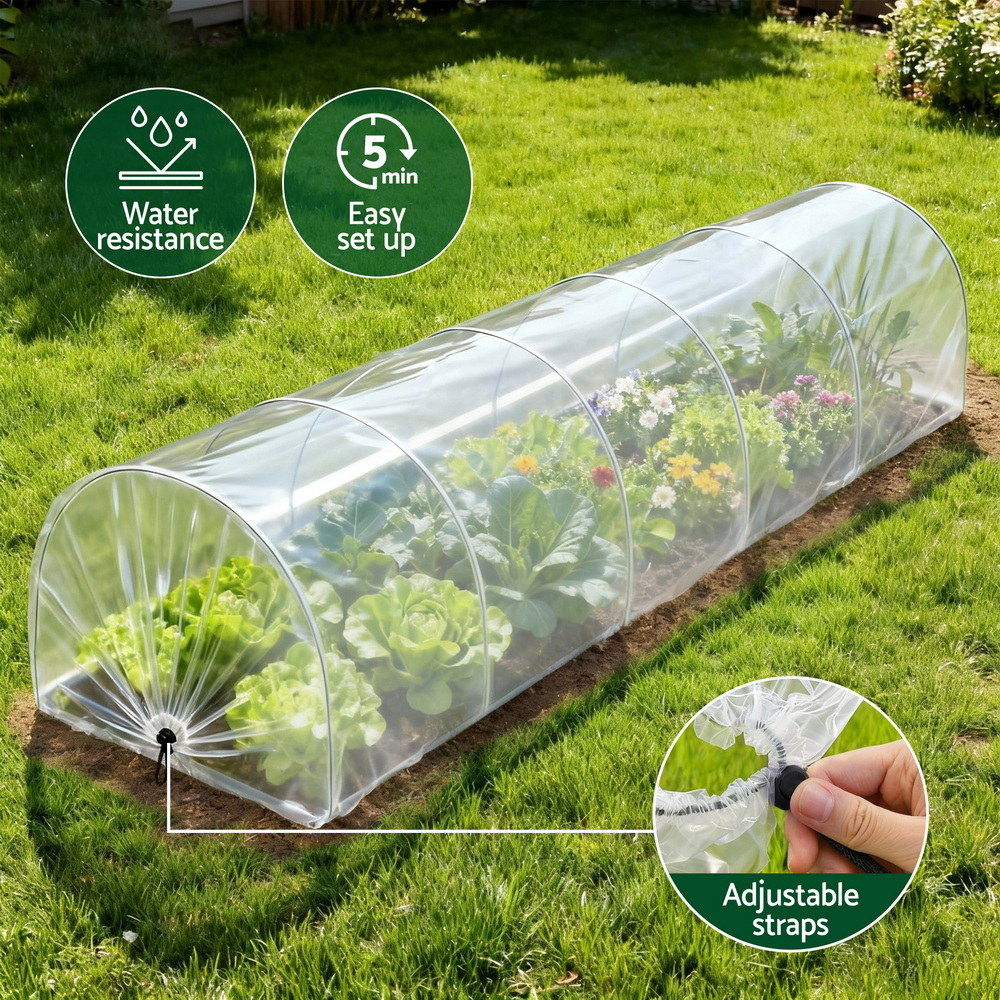 Green Fingers Mini Greenhouse 300X45X30Cm Tunnel Clear Pvc Steel Frame Portable – Nice N Cheap Variety Store Green Fingers Mini Greenhouse 300X45X30Cm Tunnel Clear Pvc Steel Frame Portable - Image 4