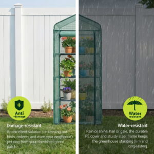 Green Fingers 4-Tier Mini Greenhouse 1.6M Pe Mesh - Image 5
