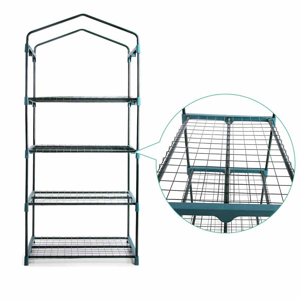 Green Fingers 4-Tier Mini Greenhouse 1.6M – Nice N Cheap Variety Store Close-Up Of The Powder-Coated Steel Poles And Push-Fit Corner Connectors On The Green Fingers Mini Greenhouse Frame