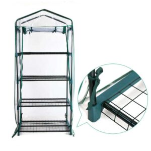 Green Fingers 4-Tier Mini Greenhouse 1.6M – Nice N Cheap Variety Store Open View Of The Green Fingers 4-Tier Greenhouse Showing Small Potted Herbs And Terracotta Pots Arranged On Wire Shelves
