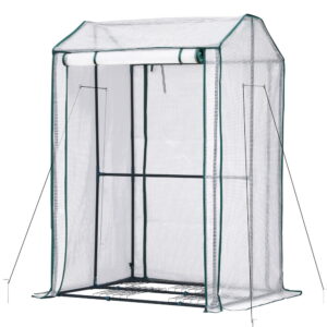 Green Fingers Mini Greenhouse Pe Cover Green House Roll-Up Zippered Door 1.0X0.8X1.5M - Image 7