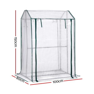 Green Fingers Mini Greenhouse Pe Cover Green House Roll-Up Zippered Door 1.0X0.8X1.5M - Image 2