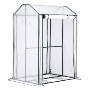Green Fingers Mini Greenhouse Pe Cover Green House Roll-Up Zippered Door 1.0X0.8X1.5M - Image 3