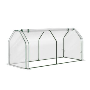 Green Fingers Mini Greenhouse Pe Cover Green House Roll-Up Zippered Door 1.2X0.5X0.6M - Image 7