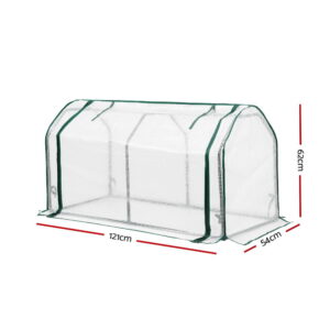 Green Fingers Mini Greenhouse Pe Cover Green House Roll-Up Zippered Door 1.2X0.5X0.6M - Image 2