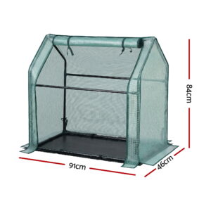 Green Fingers Mini Greenhouse 91X46X84Cm Steel Frame Pe Cover Outdoor Shelter – Nice N Cheap Variety Store Green Fingers Mini Greenhouse 91X46X84Cm Steel Frame Pe Cover Outdoor Shelter - Image 2