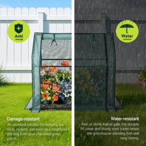 Green Fingers Mini Greenhouse 91X46X84Cm Steel Frame Pe Cover Outdoor Shelter – Nice N Cheap Variety Store Green Fingers Mini Greenhouse 91X46X84Cm Steel Frame Pe Cover Outdoor Shelter - Image 4