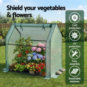 Green Fingers Mini Greenhouse 91X46X84Cm Steel Frame Pe Cover Outdoor Shelter – Nice N Cheap Variety Store Green Fingers Mini Greenhouse 91X46X84Cm Steel Frame Pe Cover Outdoor Shelter - Image 5