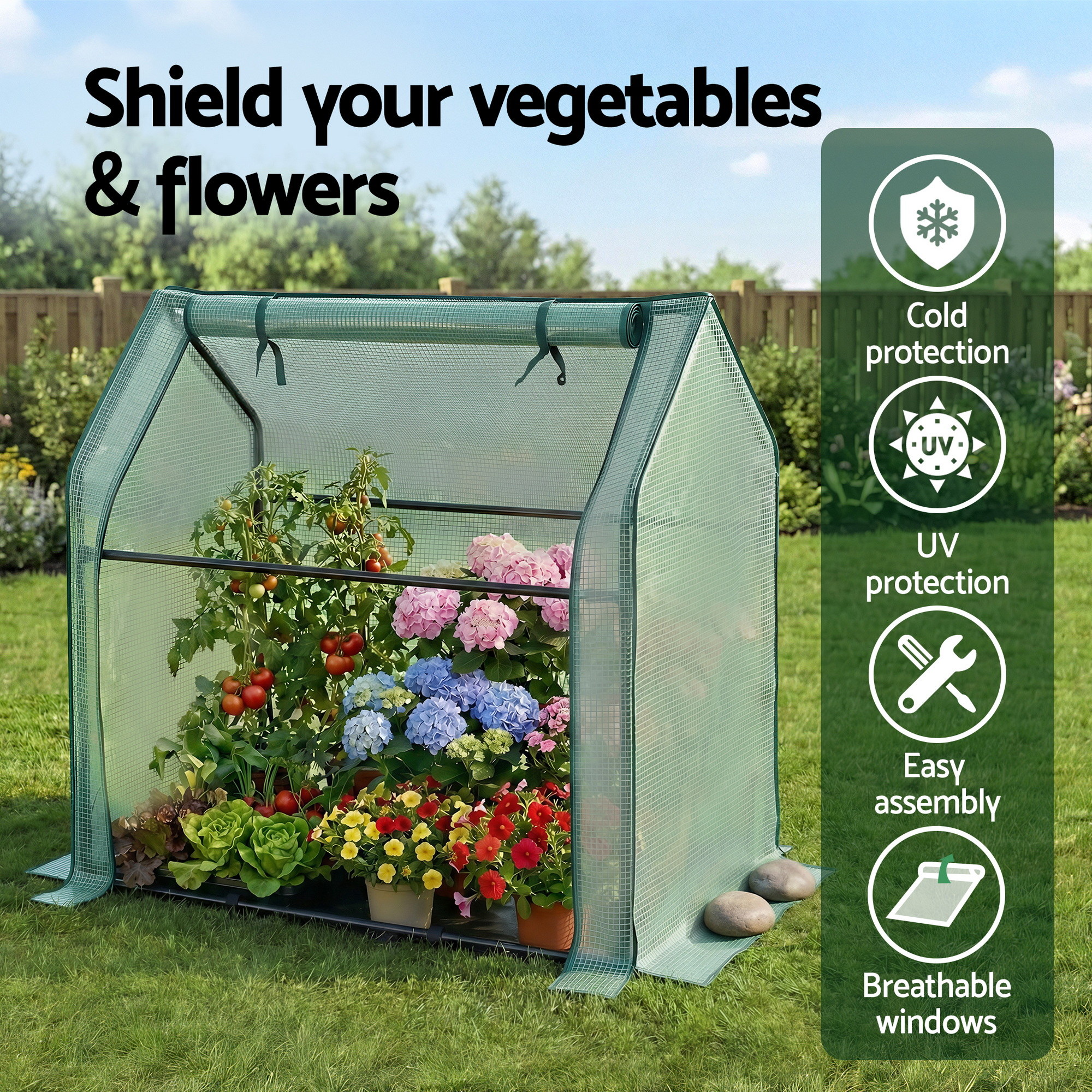 Green Fingers Mini Greenhouse 91X46X84Cm Steel Frame Pe Cover Outdoor Shelter – Nice N Cheap Variety Store Green Fingers Mini Greenhouse 91X46X84Cm Steel Frame Pe Cover Outdoor Shelter - Image 5