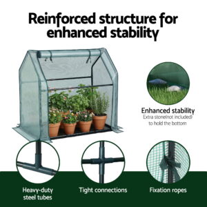 Green Fingers Mini Greenhouse 91X46X84Cm Steel Frame Pe Cover Outdoor Shelter – Nice N Cheap Variety Store Green Fingers Mini Greenhouse 91X46X84Cm Steel Frame Pe Cover Outdoor Shelter - Image 6