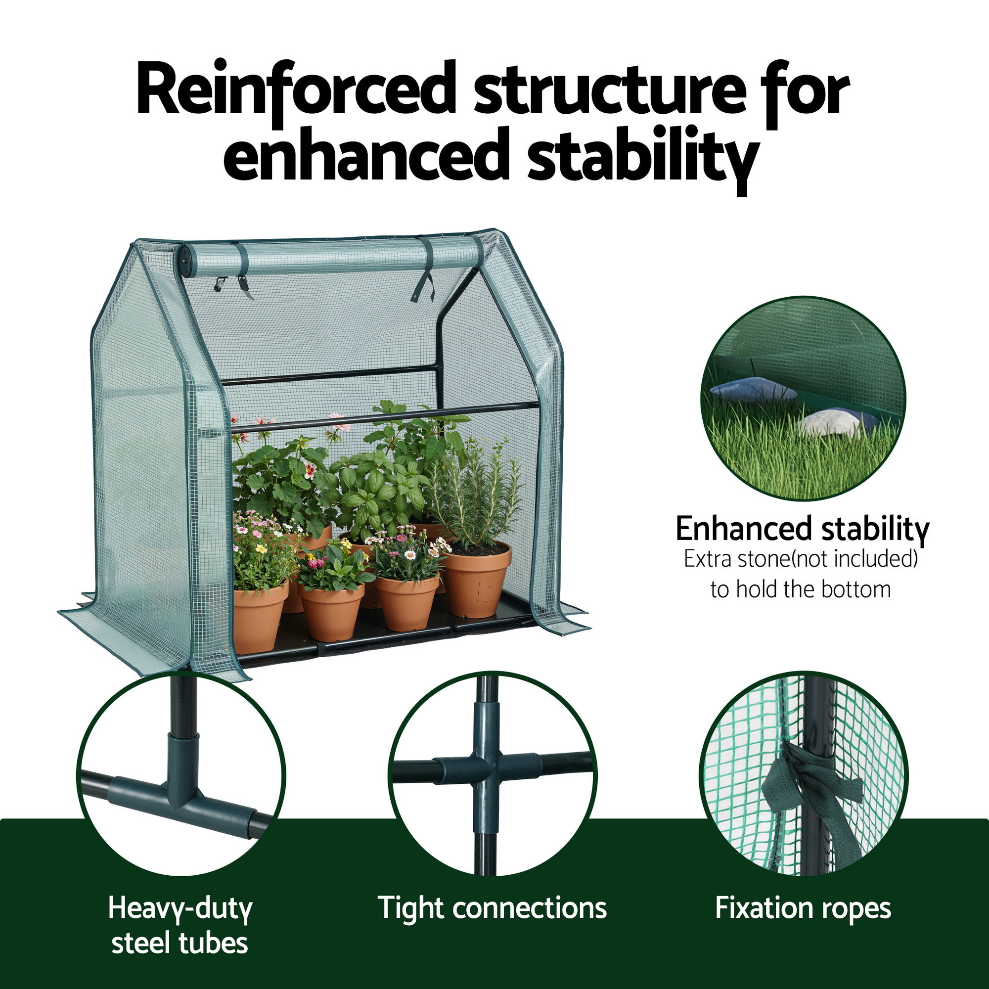 Green Fingers Mini Greenhouse 91X46X84Cm Steel Frame Pe Cover Outdoor Shelter – Nice N Cheap Variety Store Green Fingers Mini Greenhouse 91X46X84Cm Steel Frame Pe Cover Outdoor Shelter - Image 6