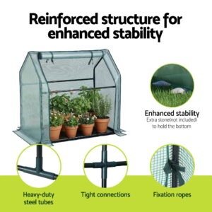 Green Fingers Mini Greenhouse 91X46X84Cm Steel Frame Pe Cover Outdoor Shelter – Nice N Cheap Variety Store Green Fingers Mini Greenhouse 91X46X84Cm Steel Frame Pe Cover Outdoor Shelter - Image 7