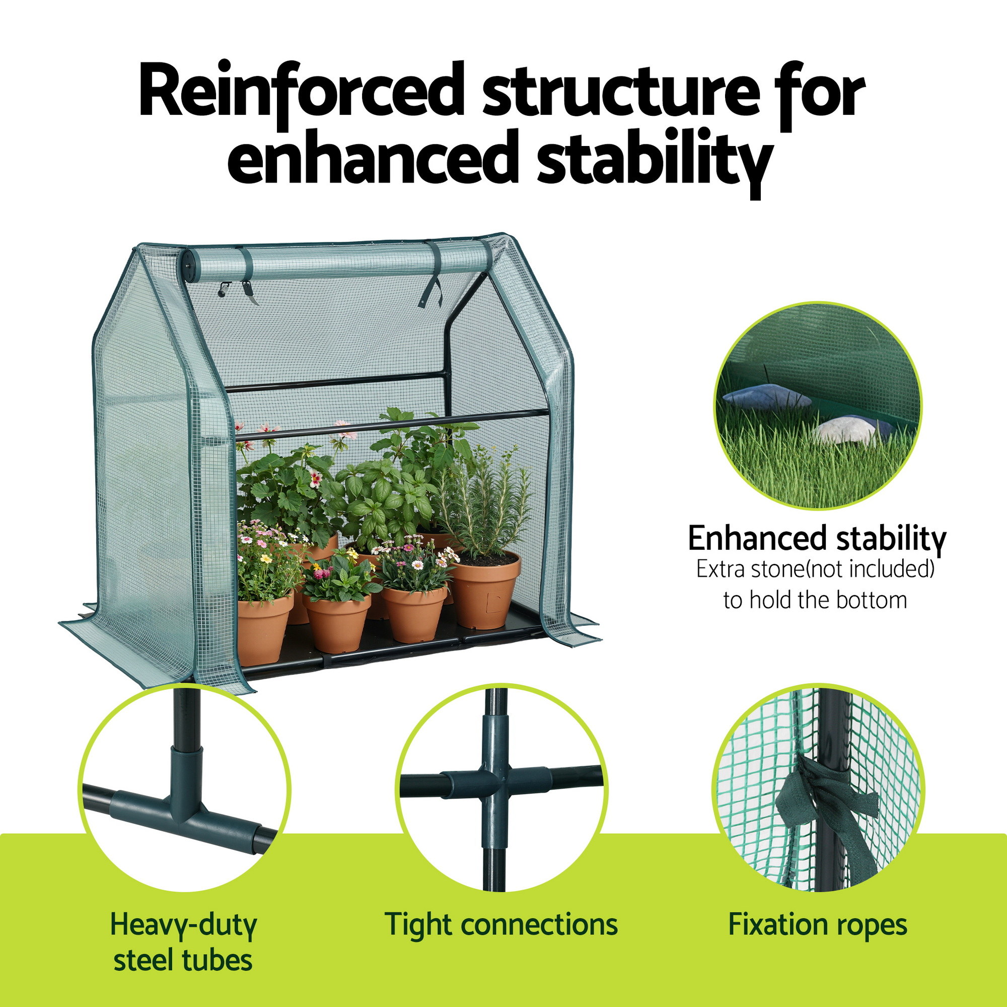 Green Fingers Mini Greenhouse 91X46X84Cm Steel Frame Pe Cover Outdoor Shelter – Nice N Cheap Variety Store Green Fingers Mini Greenhouse 91X46X84Cm Steel Frame Pe Cover Outdoor Shelter - Image 7