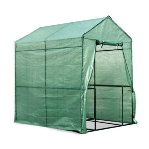Green Fingers Greenhouse 1.2x1.9x1.9M Walk in Green House Tunnel Plant Garden Shed 4 Shelves
