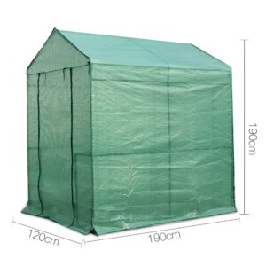 Green Fingers Greenhouse 1.2X1.9X1.9M Walk In Green House Tunnel Plant Garden Shed 4 Shelves – Nice N Cheap Variety Store Green Fingers Greenhouse 1.2X1.9X1.9M Walk In Green House Tunnel Plant Garden Shed 4 Shelves - Image 2