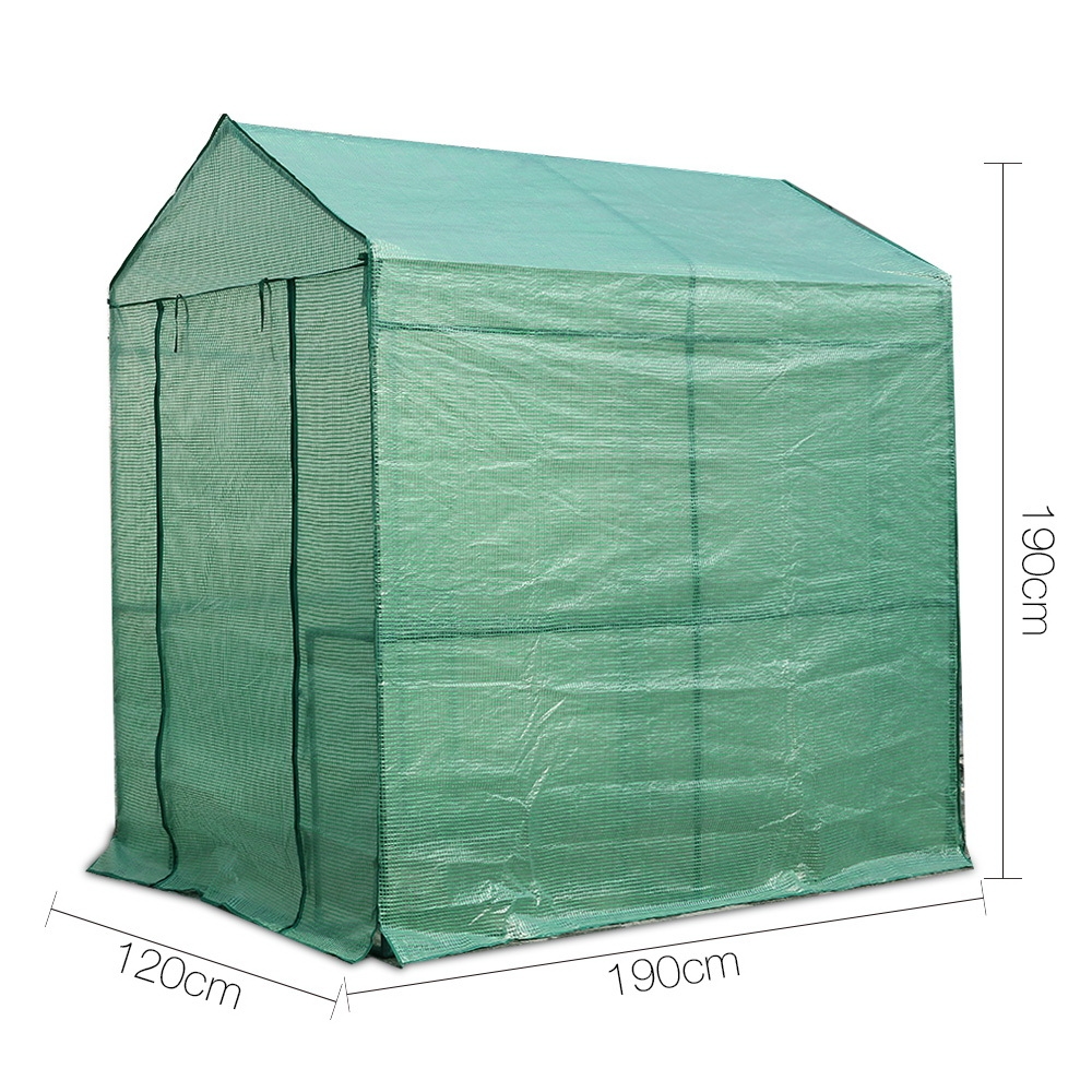 Green Fingers Greenhouse 1.2X1.9X1.9M Walk In Green House Tunnel Plant Garden Shed 4 Shelves – Nice N Cheap Variety Store Green Fingers Greenhouse 1.2X1.9X1.9M Walk In Green House Tunnel Plant Garden Shed 4 Shelves - Image 2